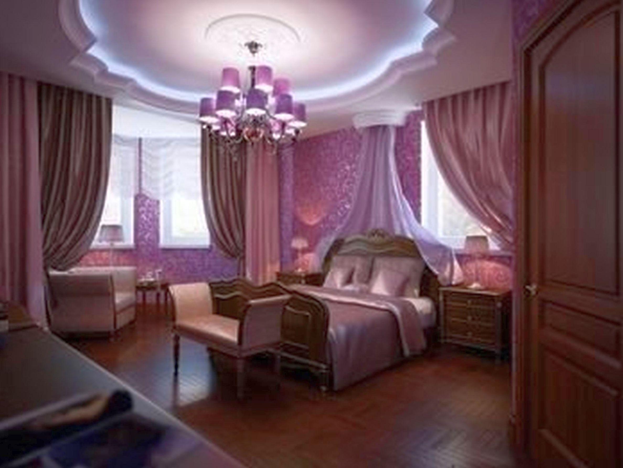 Inviting Luxury Bedroom with Dark Purple Color