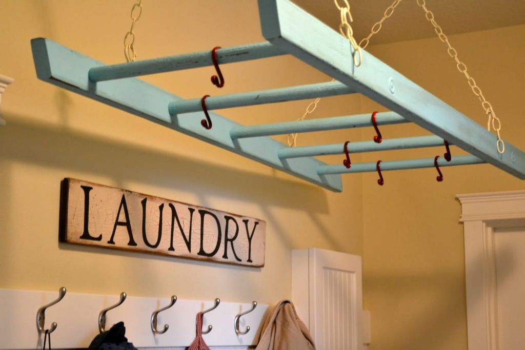 Unique Laundry Room Hanging Rack Ideas with Simple Decor