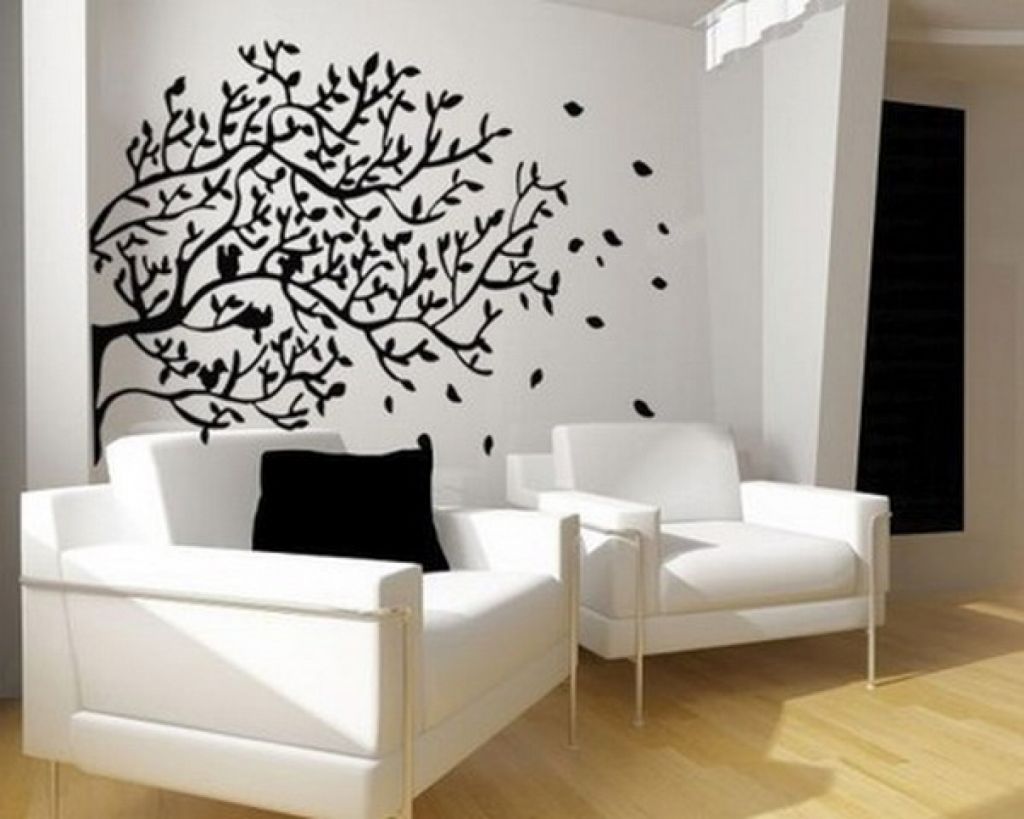 Black and white falling leaves Cool wall painting designs