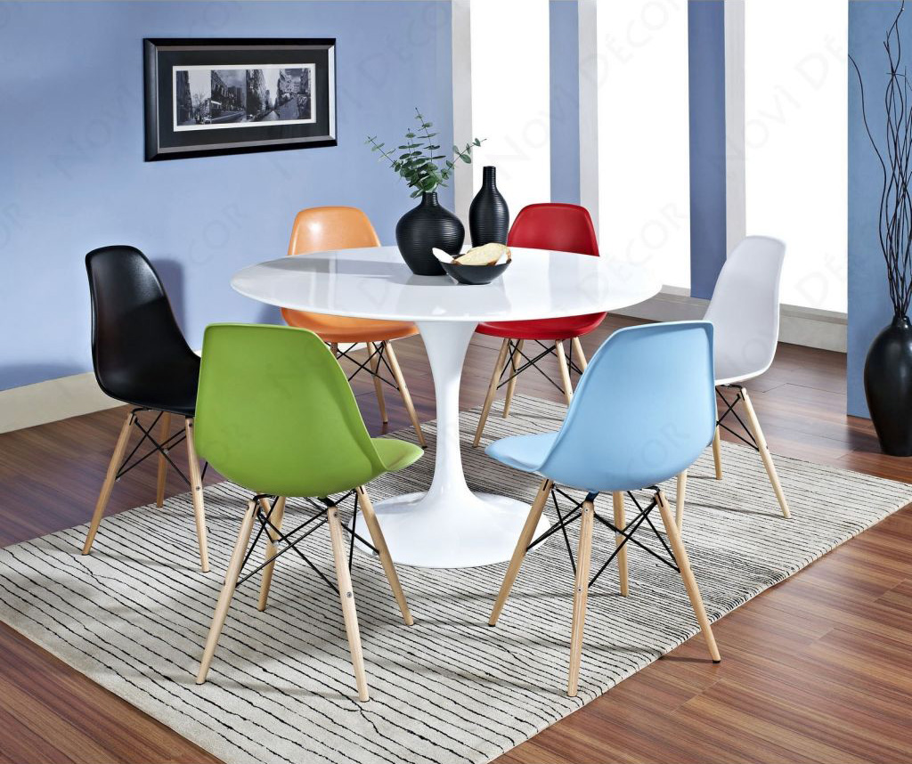 Contemporary Multi Colored Dining Chairs With Round Table