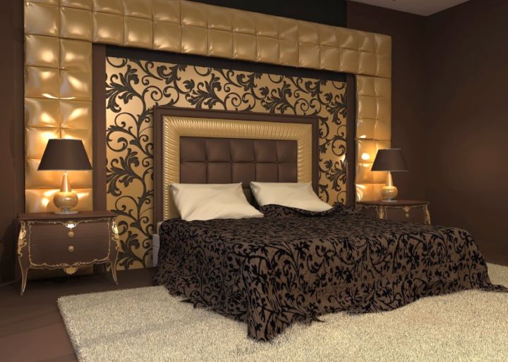 luxurious in black and gold bedroom wall panel design ideas