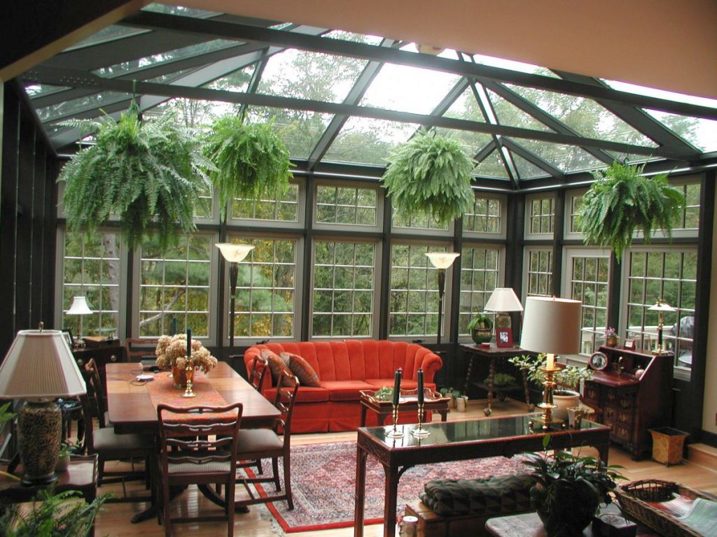 nature themed living room with skylight ideas