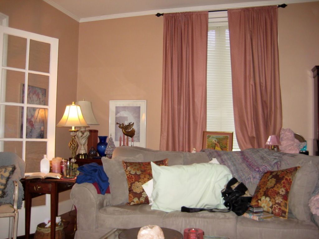 pink beige living room walls