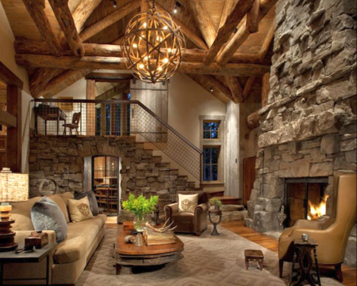 rustic stone living room ideas