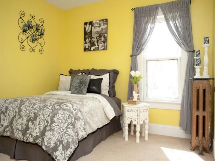 Simple Yellow Gray Bedroom ?x34469