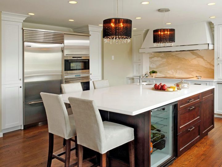 Kitchen Island With Seating For Six In White 