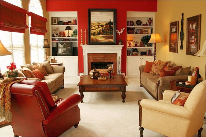 18 Astounding Red Wall Accent in Living Room Ideas