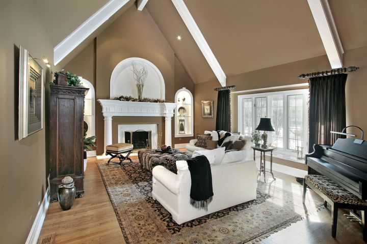 painting ideas living room cathedral ceilings