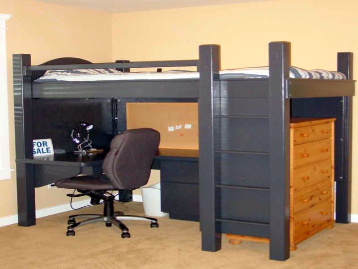 low adult loft beds with desk