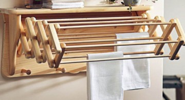 Accordion style laundry room clothes hanger racks designs