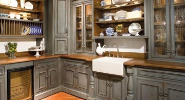 Admirable Retro Look Grey Kitchen Cabinet Inspiration