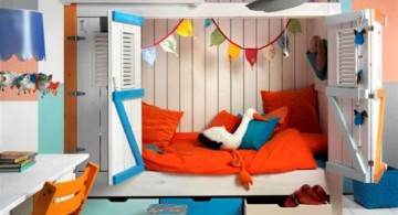 Colorful Modern Kids Loft Beds Design with Beach House Theme