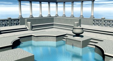 Concept image of grecian triple (3) tier floating swimming pool fountain