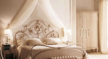 Exotic canopy bed frame for feminine look in woman bedroom