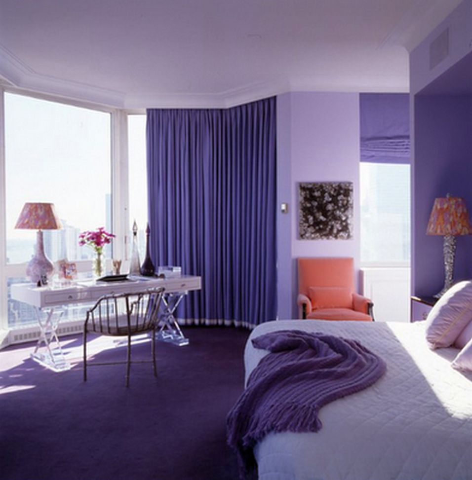 Interesting Luxury Bedroom with Purple Color Design Ideas