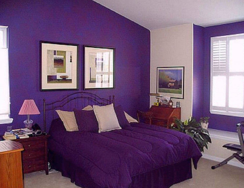 Luxury Bedroom with Purple Colored Interior
