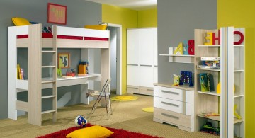 Modern Kids Loft Beds Design with Work Desk Underneath