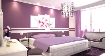 Modern Luxury Bedroom with Purple Color with chandelier