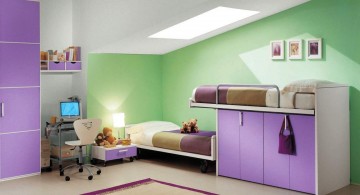 Modern Purple Kids Loft Beds Design for Space Saving Ideas