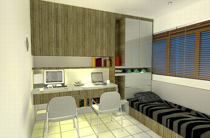 Natural colors in home office for small bedroom design idea