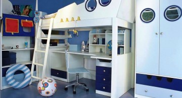 Nautical Room Decor Ideas for Teenage Boys Incorporating Blu Bunk Bed for Kids