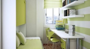 Neat green home office in very small bedroom design ideas
