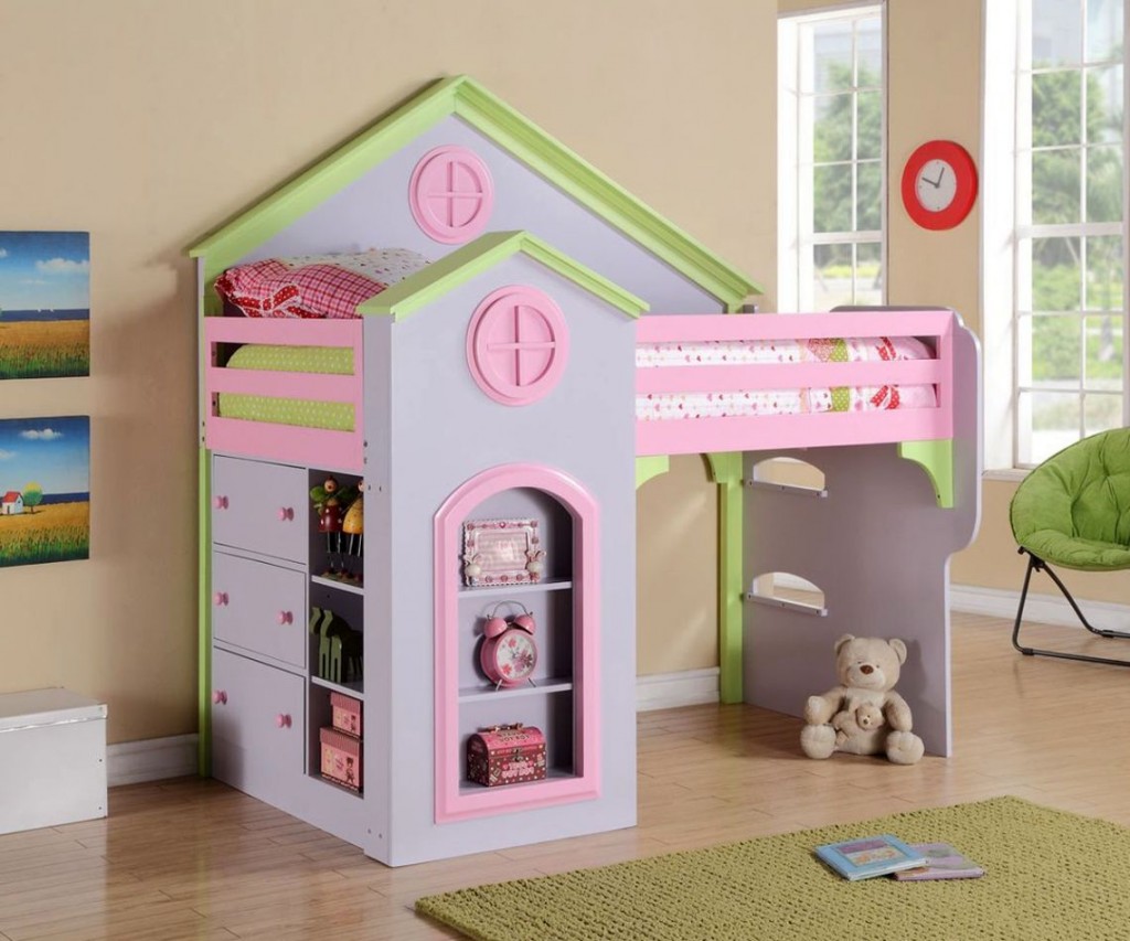 Princess-Inspired Modern Kids Loft Beds Design for Little Girls