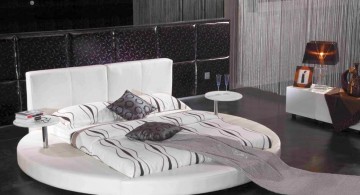 Round Bed Platform and Mattress in Modern Black and White Bedroom