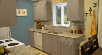 Small Kitchen Interior Featuring Gray Kitchen Cabinet Designs