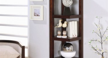 contemporary small corner shelving unit