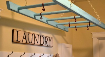 hanging laundry room clothes hanger racks designs using old stairs