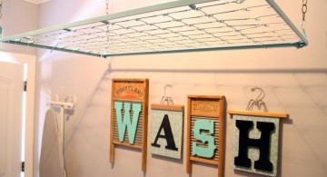 mounted laundry room clothes hanger racks designs using old wire