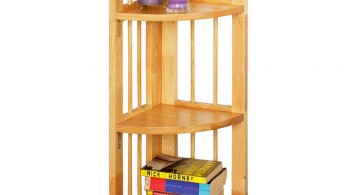 short three tiered small corner shelving unit