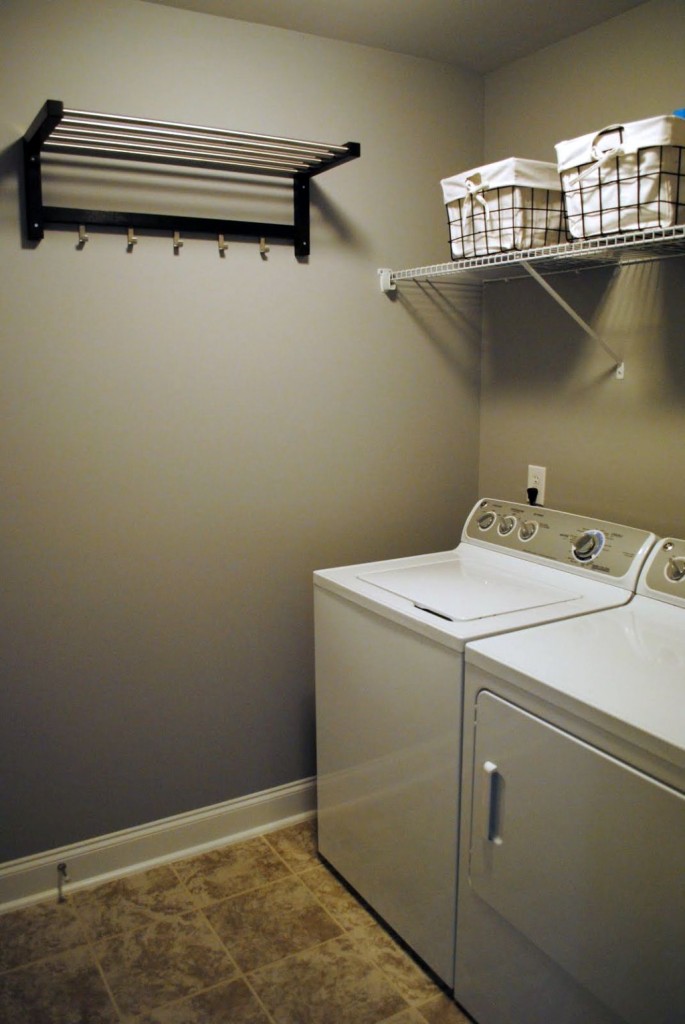 simple mounted laundry room clothes hanger racks designs