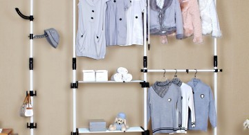 simple stacked laundry room clothes hanger racks designs