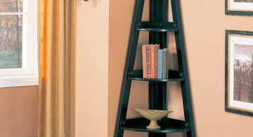 three shaped small corner shelving unit