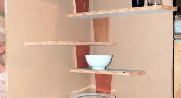 unique zig zagging small corner shelving unit