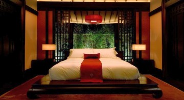 Asian style red and black bedroom