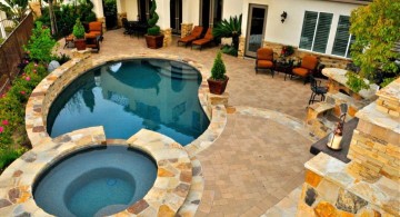 Backyard pool designs with jacuzzi for limited space