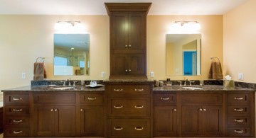Bathroom vanity lighting ideas with dark woods cabinet