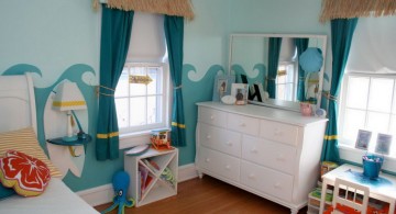 Beach themed awesome rooms for girls with waves decals