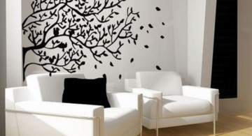 Black and white falling leaves Cool wall painting designs