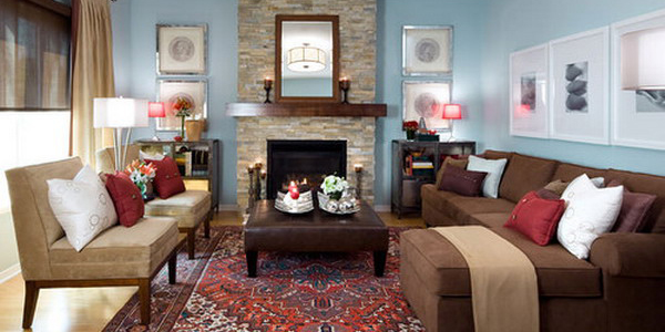 17 Pleasant Blue and Brown Living Room Designs