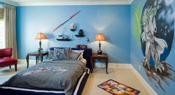 Interior color paint ideas for boys room featuring Yoda from Star Wars