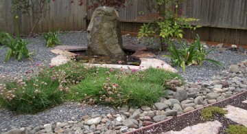 Japanese garden backyard design with big rock