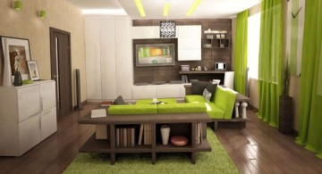 Japanese inspired lime green accent walls