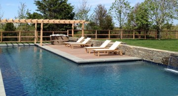 L shaped pool shapes and designs with seating area
