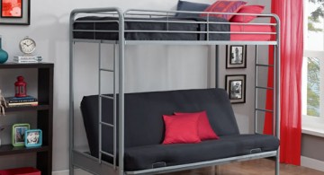 Metal twin loft bed with industrial-designed stairs for adults