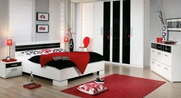 Minimalist Asian inspired red and black bedroom