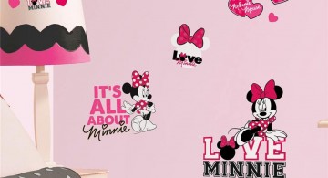 Minnie Mouse decals pink and black wall decor